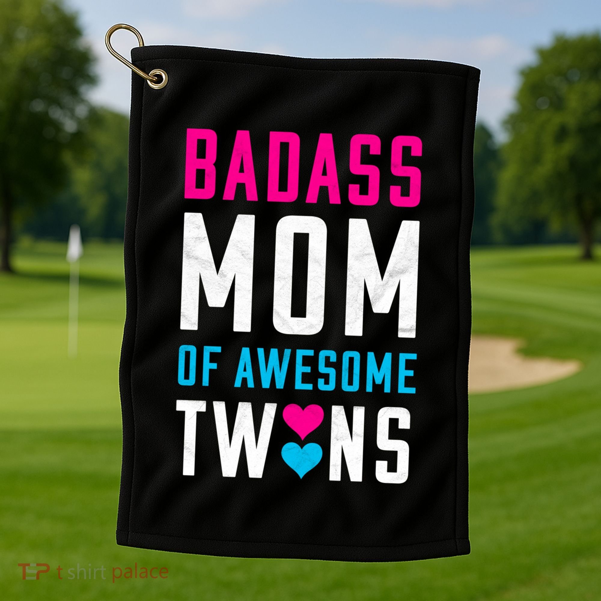 Twin Mom Badass Mom Of Twins Awesome Twins Gift Golf Towel
