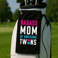 Twin Mom Badass Mom Of Twins Awesome Twins Gift Golf Towel thumb 2