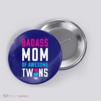 Twin Mom Badass Mom Of Twins Awesome Twins Gift Button thumb 0