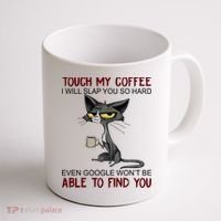 Touch My Coffee I Will Slap You So Hard Funny Cat Lover Gift Coffee Mug thumb 1