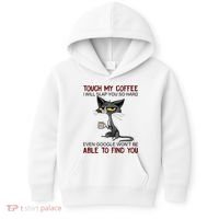 Touch My Coffee I Will Slap You So Hard Funny Cat Lover Gift Kids Hoodie thumb 0