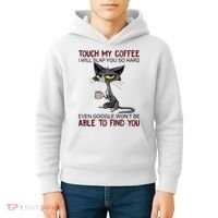 Touch My Coffee I Will Slap You So Hard Funny Cat Lover Gift Kids Hoodie thumb 4