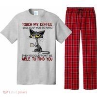 Touch My Coffee I Will Slap You So Hard Funny Cat Lover Gift Pajama Set thumb 0