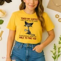 Touch My Coffee I Will Slap You So Hard Funny Cat Lover Gift Comfort Colors Boxy T-Shirt thumb 2