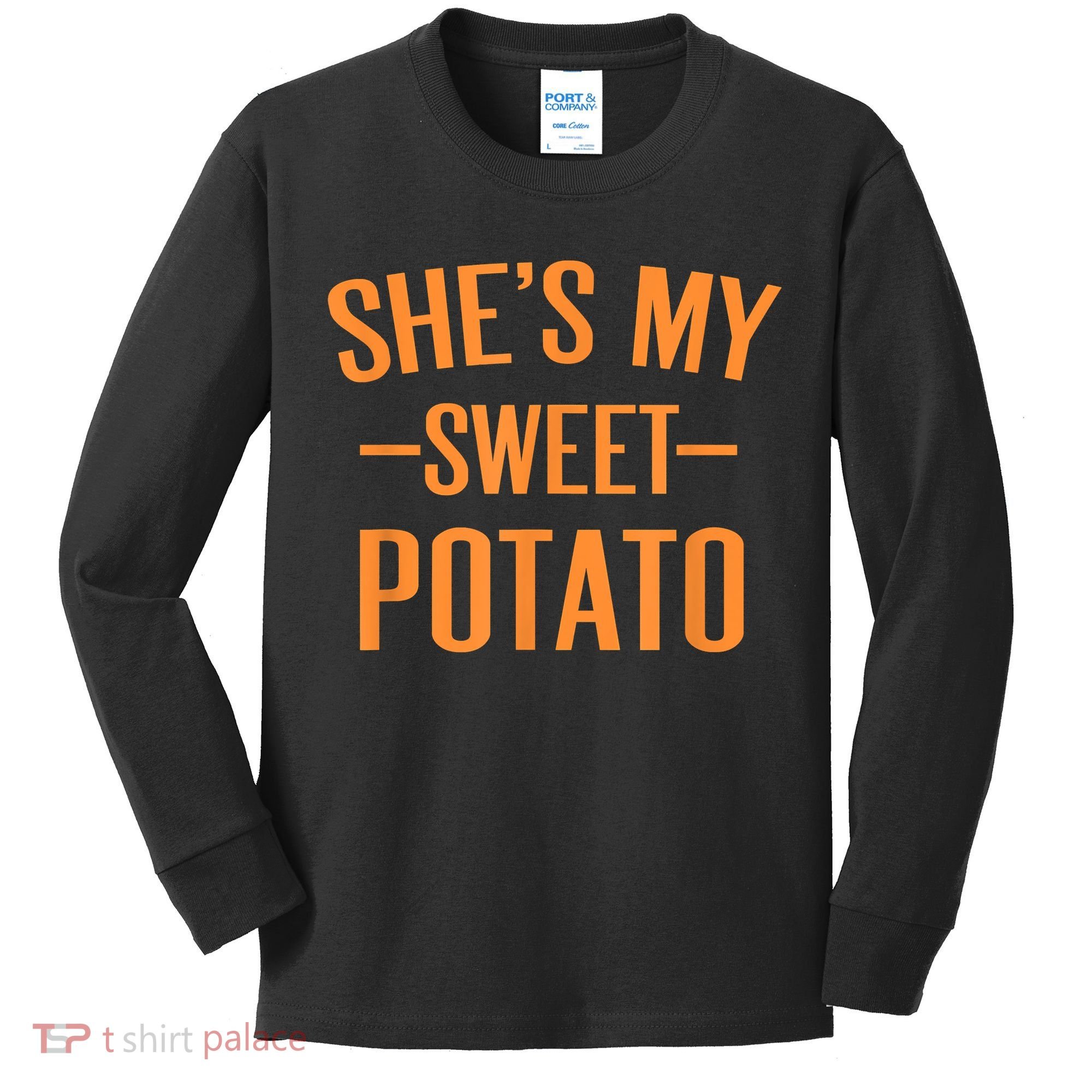 Thanksgiving Matching Couples She's My Sweet Potato I Yam Kids Long Sleeve Shirt
