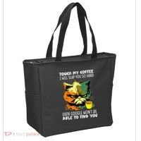 Touch My Coffee ILl Slap You So Hard Cat Face Feeling Tote Bag thumb 2