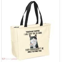 Touch My Coffee I Will Slap You So Hard Cat Coffee Lovers Tote Bag thumb 2