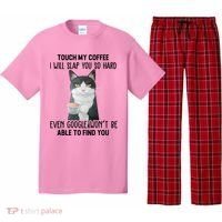 Touch My Coffee I Will Slap You So Hard Cat Coffee Lovers Pajama Set thumb 0