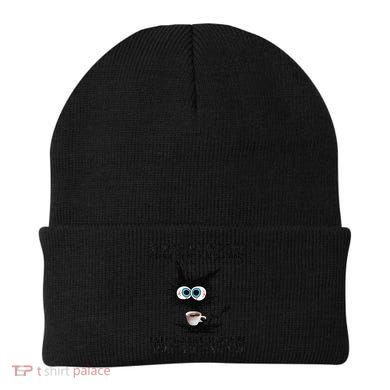 Touch My Coffee I Will Slap You So Hard Black Cat Coffee Tee Beanie