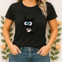 Touch My Coffee I Will Slap You So Hard Black Cat Coffee Tee Women's T-Shirt thumb 2