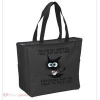 Touch My Coffee I Will Slap You So Hard Black Cat Coffee Tee Tote Bag thumb 2