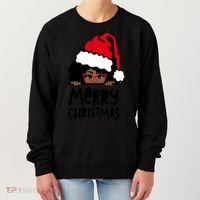 That Melanin Christmas Mrs Claus Santa Black Peeking Claus Cool Gift Women's Sweatshirt thumb 0