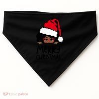 That Melanin Christmas Mrs Claus Santa Black Peeking Claus Cool Gift USA-Made Doggie Bandana thumb 0