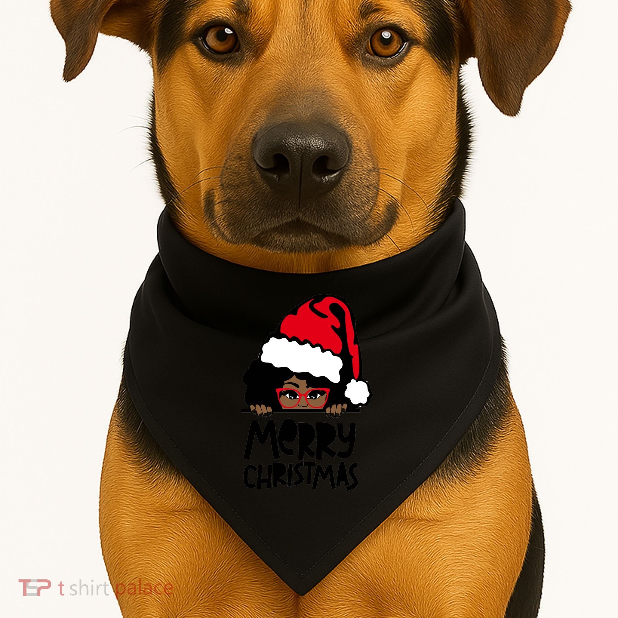 That Melanin Christmas Mrs Claus Santa Black Peeking Claus Cool Gift USA-Made Doggie Bandana