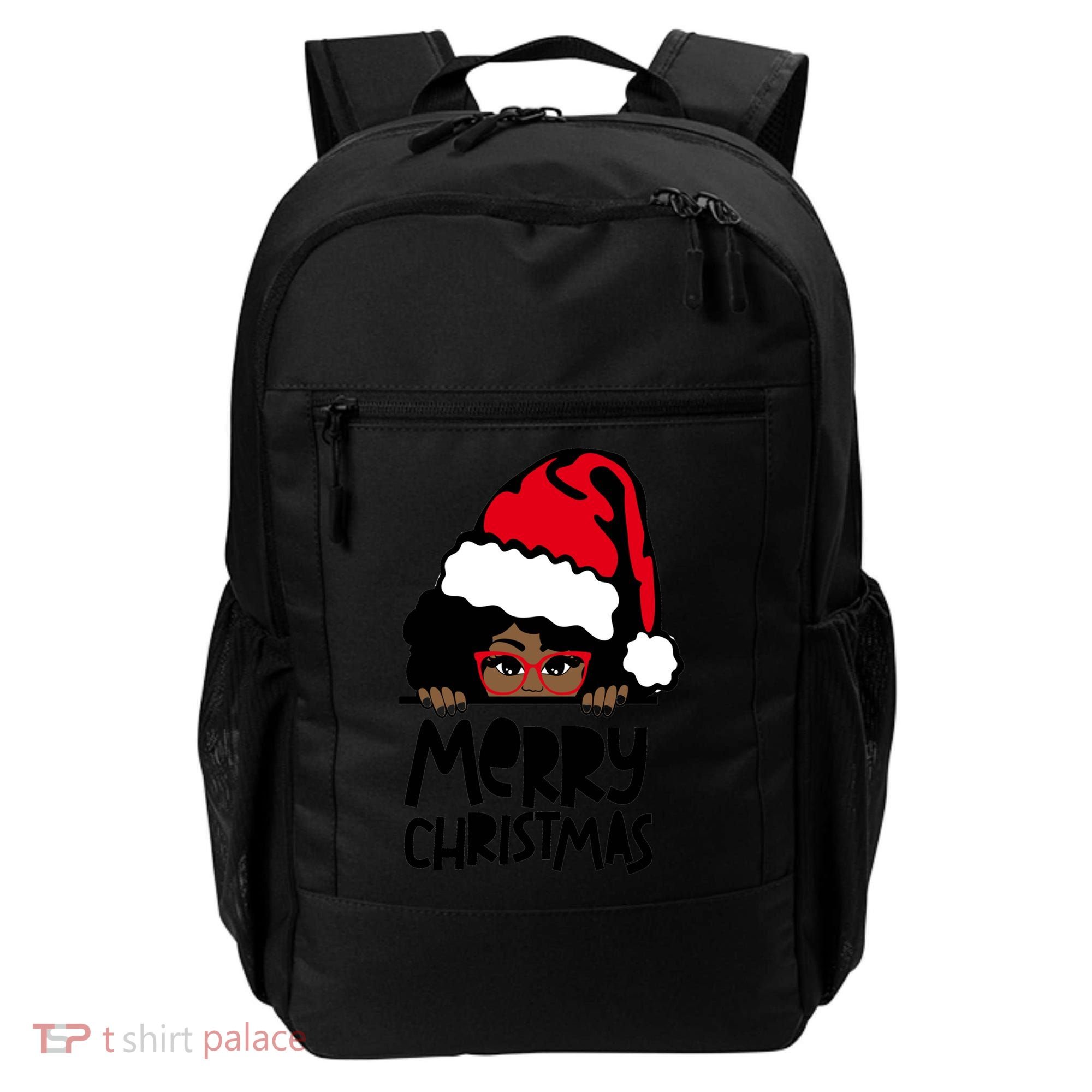 That Melanin Christmas Mrs Claus Santa Black Peeking Claus Cool Gift Backpack