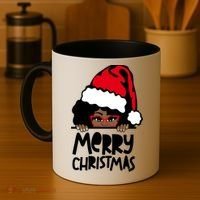That Melanin Christmas Mrs Claus Santa Black Peeking Claus Cool Gift Coffee Mug thumb 4