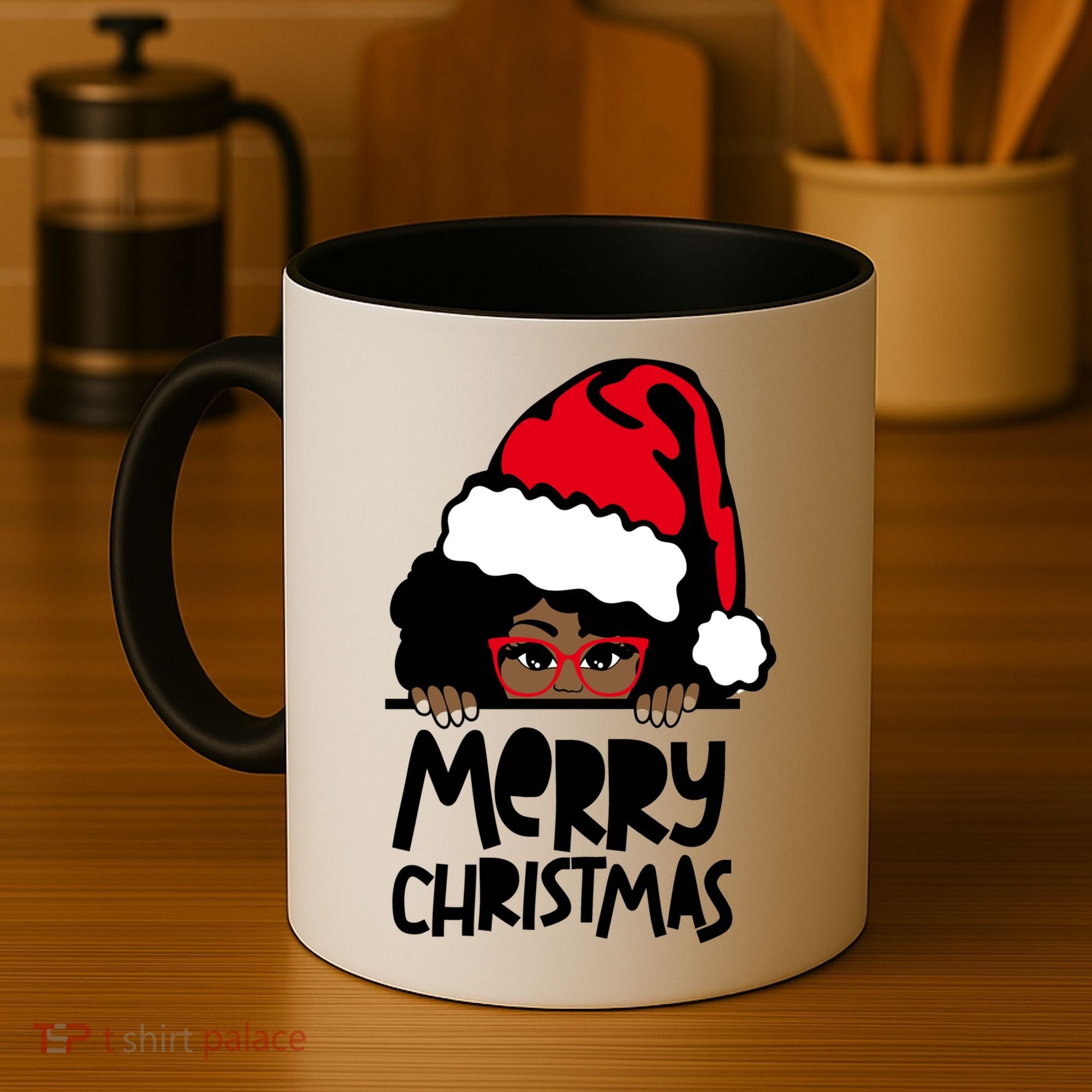 That Melanin Christmas Mrs Claus Santa Black Peeking Claus Cool Gift Coffee Mug