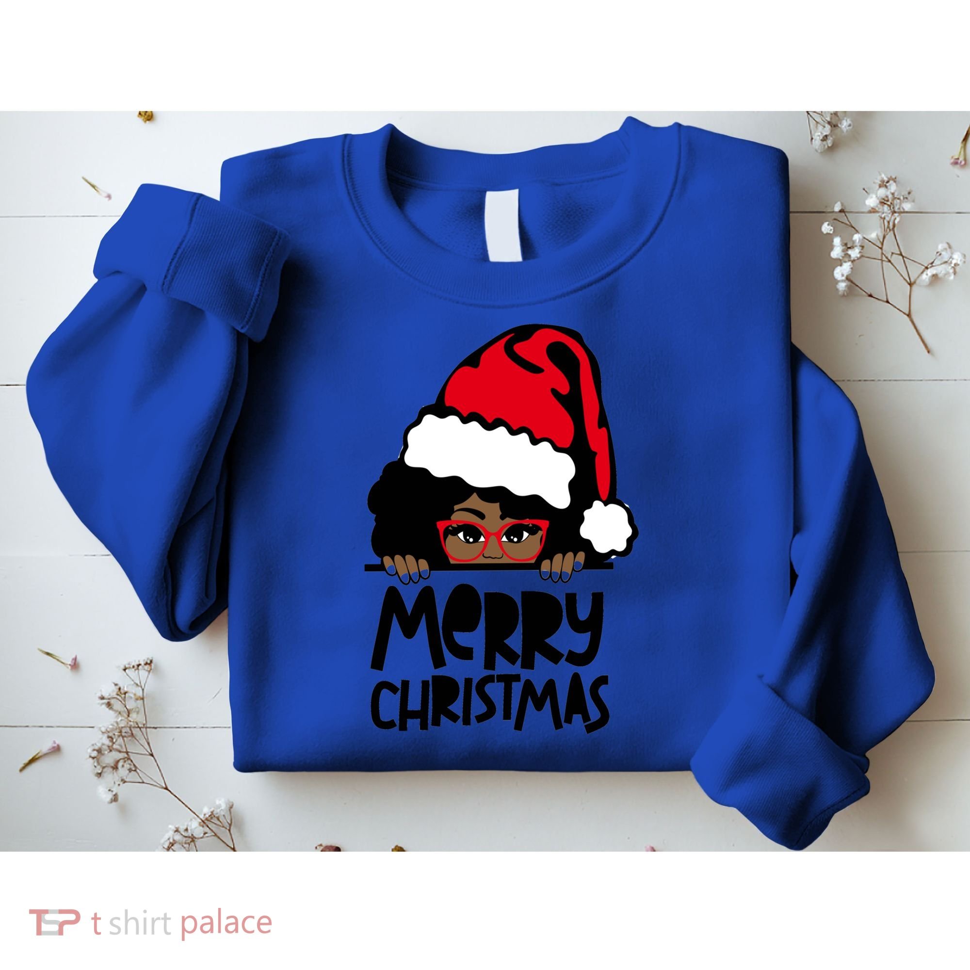 That Melanin Christmas Mrs Claus Santa Black Peeking Claus Cool Gift Sweatshirt