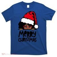 That Melanin Christmas Mrs Claus Santa Black Peeking Claus Cool Gift T-Shirt thumb 0
