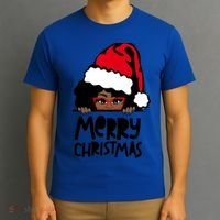 That Melanin Christmas Mrs Claus Santa Black Peeking Claus Cool Gift T-Shirt thumb 3