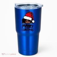 That Melanin Christmas Mrs Claus Santa Black Peeking Claus Cool Gift Tumbler thumb 0