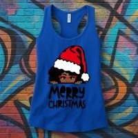 That Melanin Christmas Mrs Claus Santa Black Peeking Claus Cool Gift Women's Tank Top thumb 3