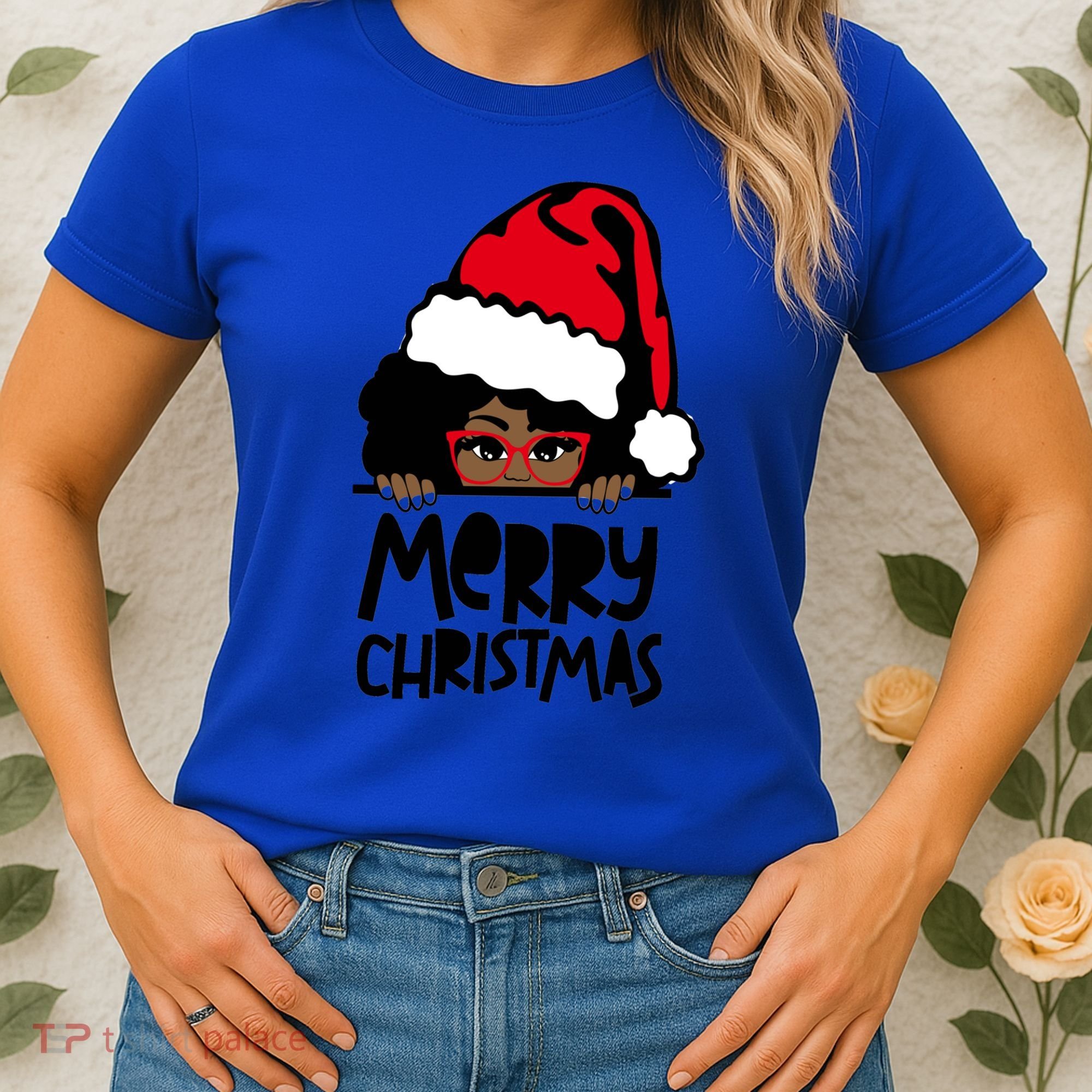That Melanin Christmas Mrs Claus Santa Black Peeking Claus Cool Gift Women's T-Shirt