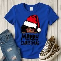 That Melanin Christmas Mrs Claus Santa Black Peeking Claus Cool Gift Women's T-Shirt thumb 3