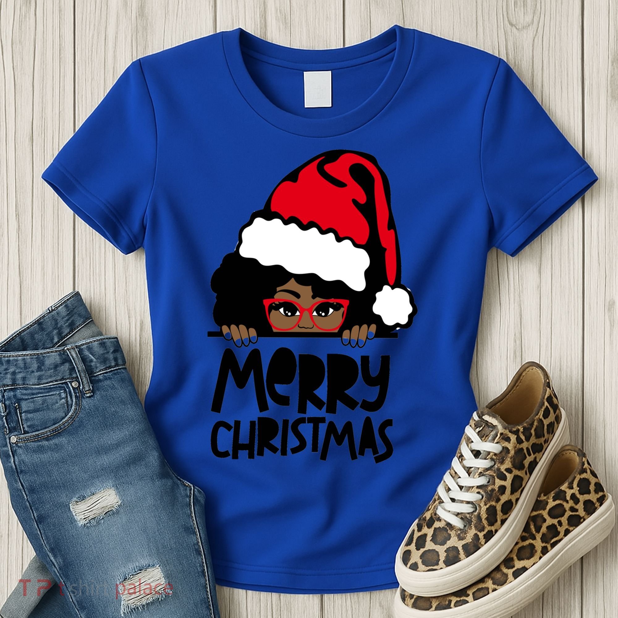 That Melanin Christmas Mrs Claus Santa Black Peeking Claus Cool Gift Women's T-Shirt