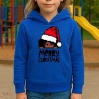 That Melanin Christmas Mrs Claus Santa Black Peeking Claus Cool Gift Kids Hoodie thumb 3