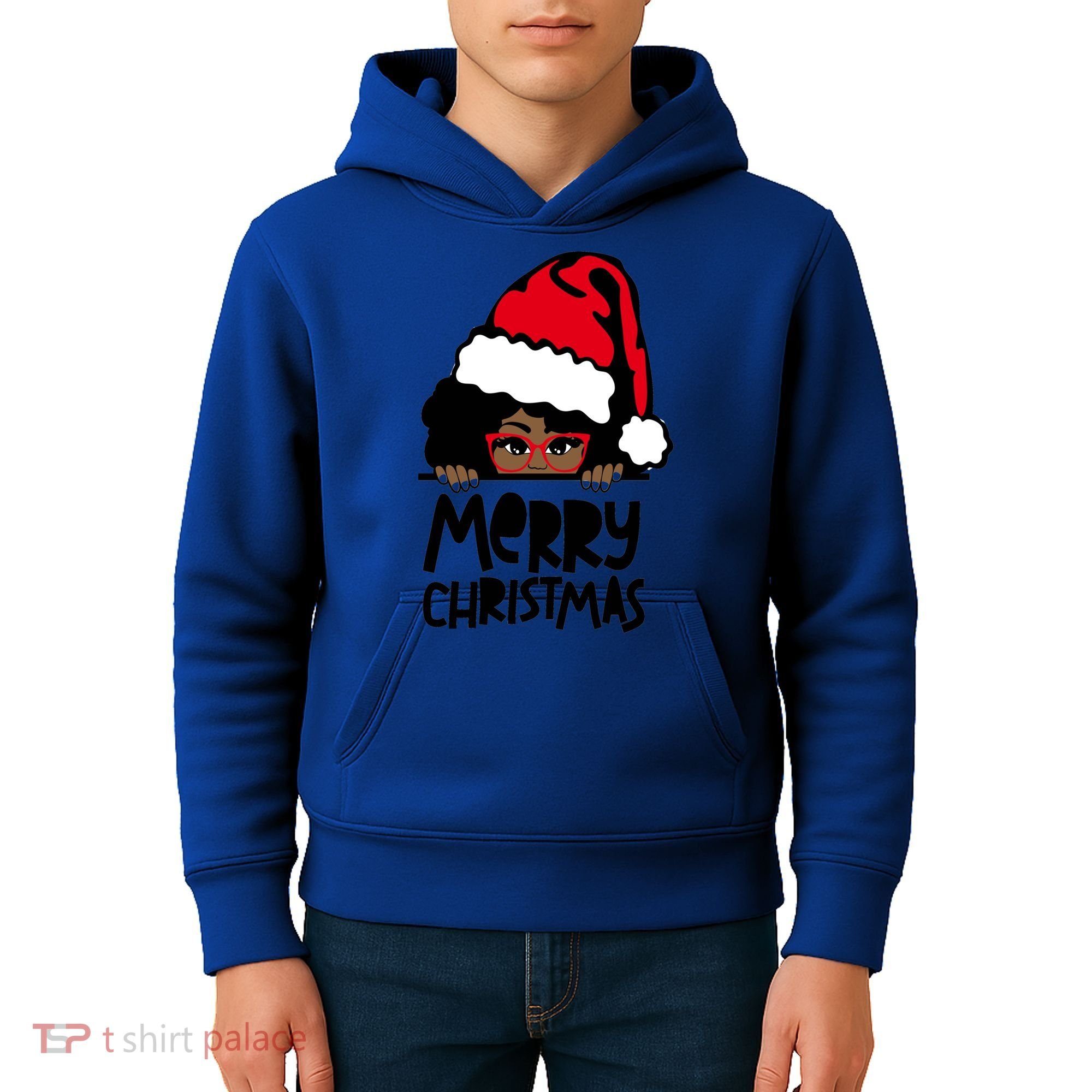 That Melanin Christmas Mrs Claus Santa Black Peeking Claus Cool Gift Kids Hoodie