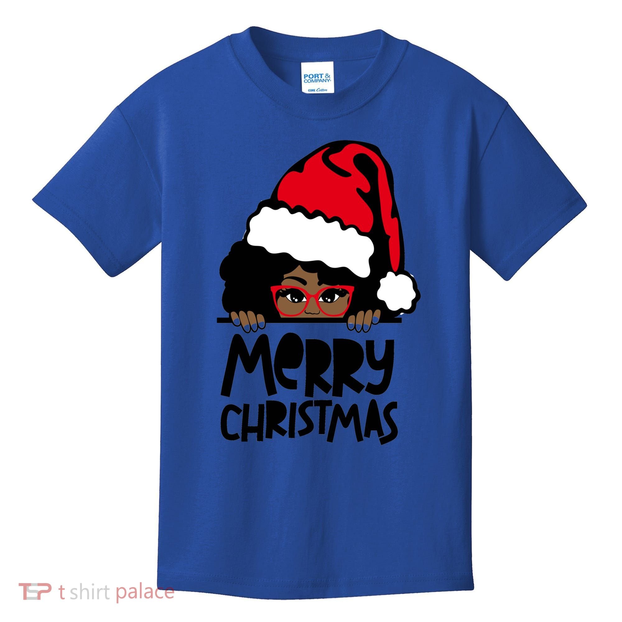 That Melanin Christmas Mrs Claus Santa Black Peeking Claus Cool Gift Kids T-Shirt