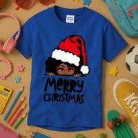 That Melanin Christmas Mrs Claus Santa Black Peeking Claus Cool Gift Kids T-Shirt thumb 3