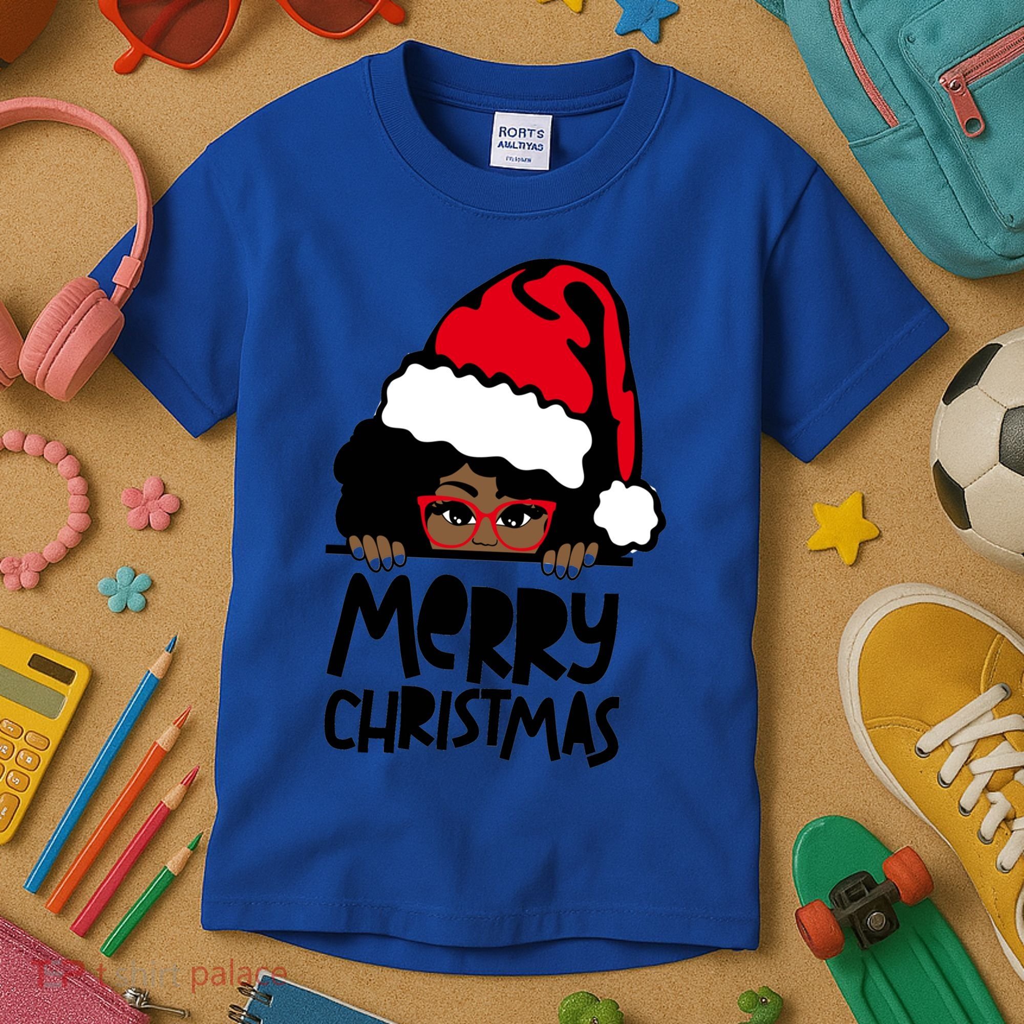 That Melanin Christmas Mrs Claus Santa Black Peeking Claus Cool Gift Kids T-Shirt