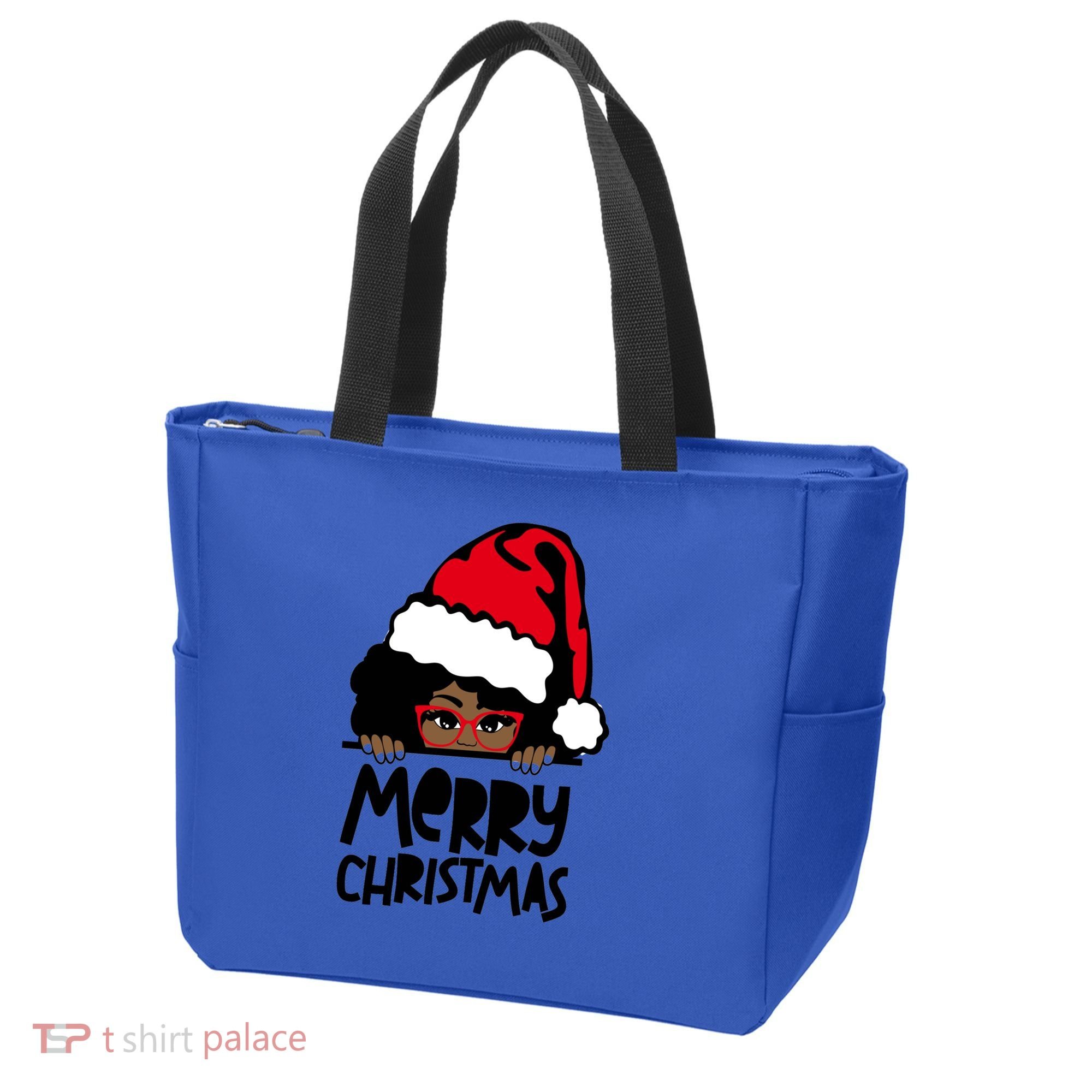 That Melanin Christmas Mrs Claus Santa Black Peeking Claus Cool Gift Tote Bag