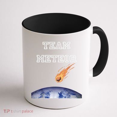 Team Meteor Crashing Into Planet Coffee Mug back