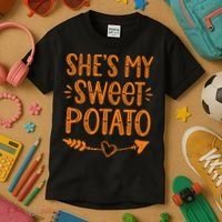 Thanksgiving Matching Couples SheS My Sweet Potato I Yam Kids T-Shirt thumb 3