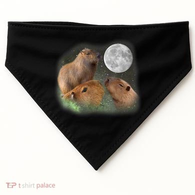 Three Moon Capybaras Cute Gift Funny Cute Animal Parody Tee USA-Made Doggie Bandana
