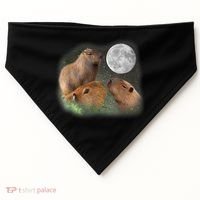 Three Moon Capybaras Cute Gift Funny Cute Animal Parody Tee USA-Made Doggie Bandana thumb 0