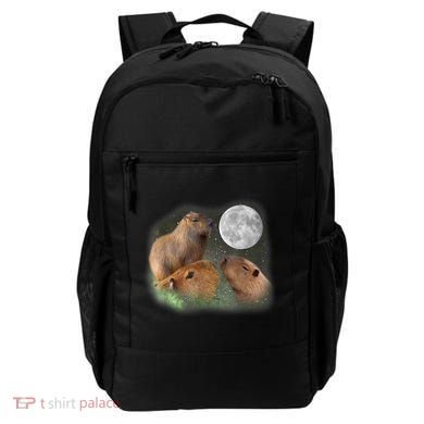 Three Moon Capybaras Cute Gift Funny Cute Animal Parody Tee Backpack