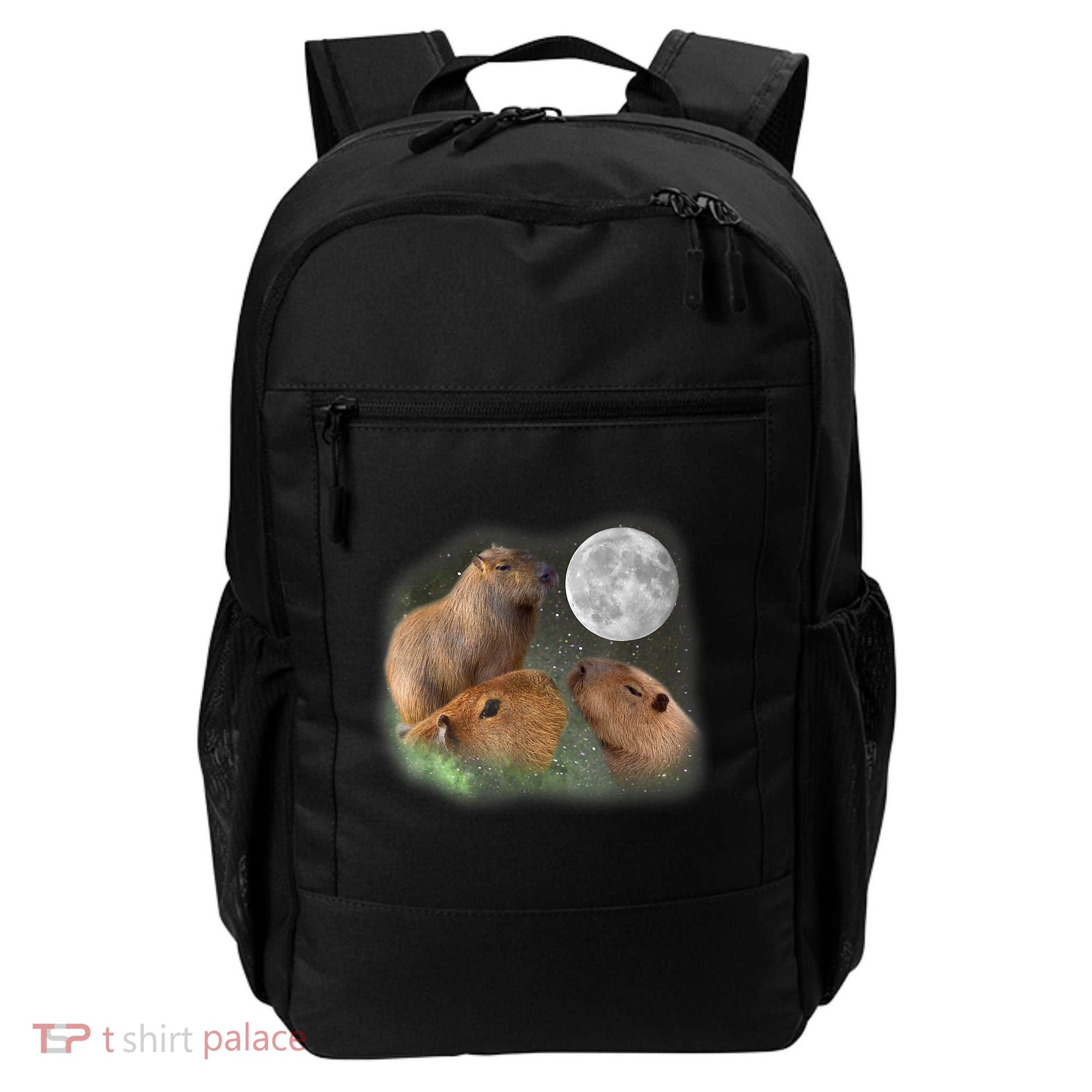 Three Moon Capybaras Cute Gift Funny Cute Animal Parody Tee Backpack