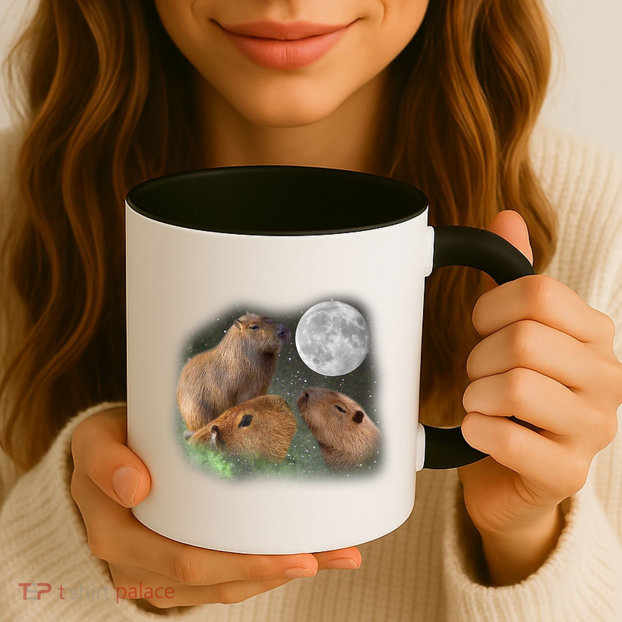 Three Moon Capybaras Cute Gift Funny Cute Animal Parody Tee Coffee Mug
