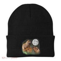 Three Moon Capybaras Cute Gift Funny Cute Animal Parody Tee Beanie thumb 0