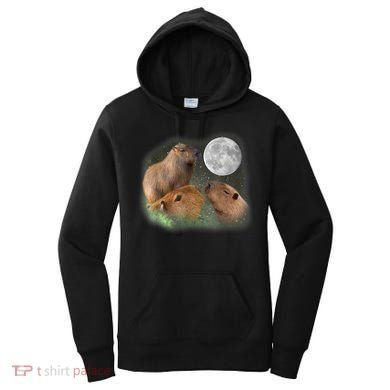 Three Moon Capybaras Cute Gift Funny Cute Animal Parody Tee Women's Hoodie