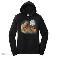 Three Moon Capybaras Cute Gift Funny Cute Animal Parody Tee Women's Hoodie thumb 0