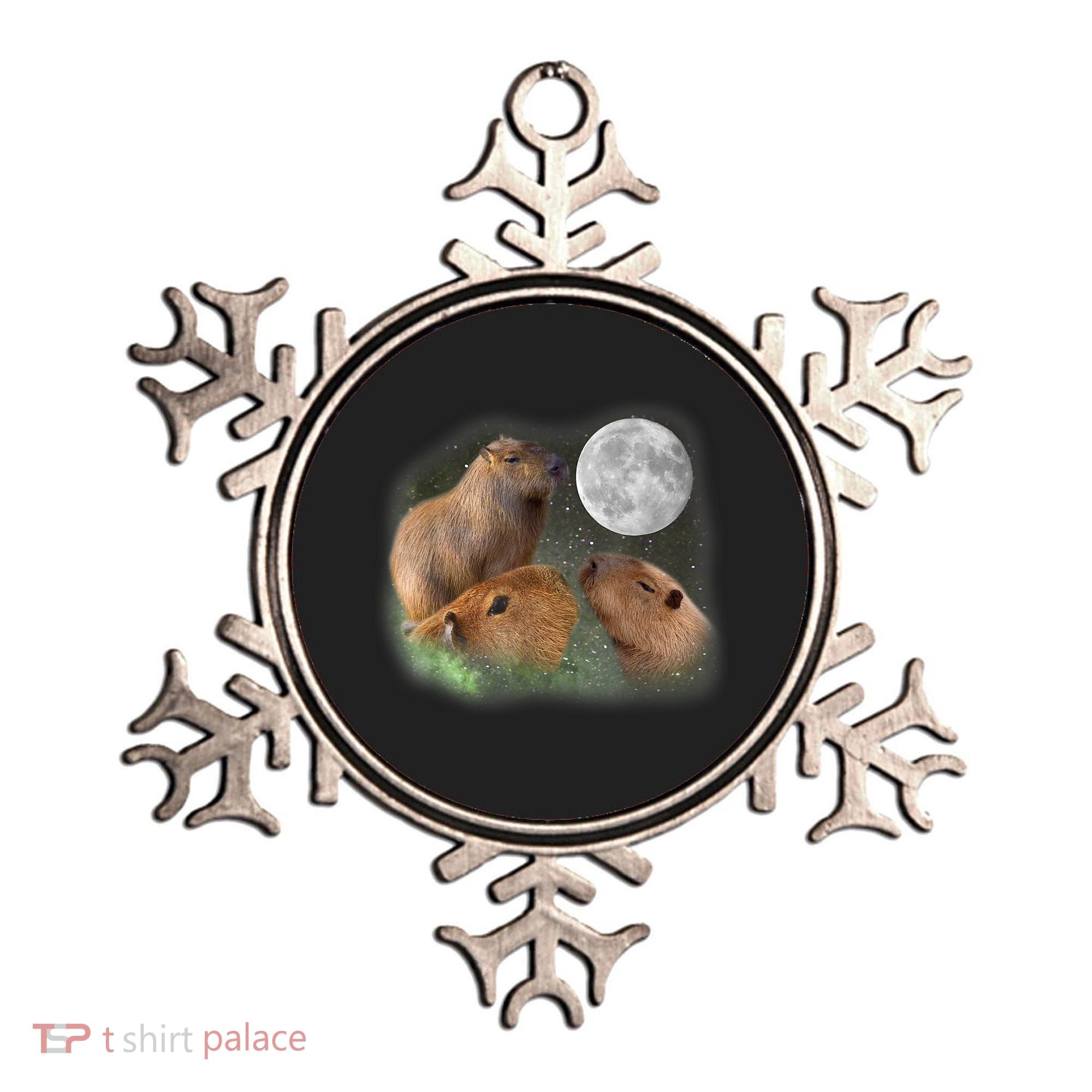 Three Moon Capybaras Cute Gift Funny Cute Animal Parody Tee Ornament