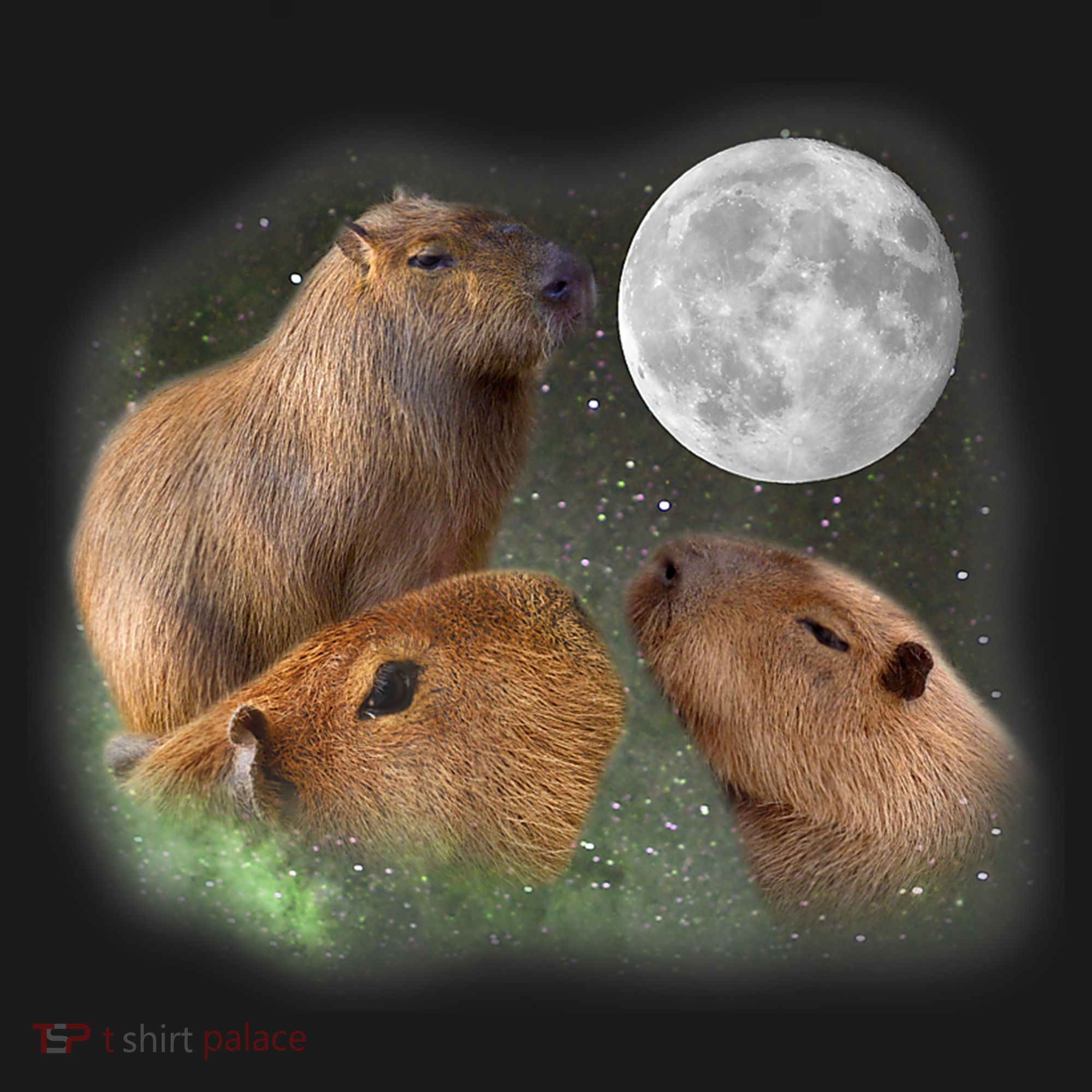 Three Moon Capybaras Cute Gift Funny Cute Animal Parody Tee Ornament