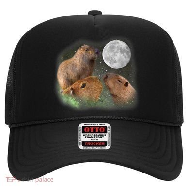 Three Moon Capybaras Cute Gift Funny Cute Animal Parody Tee Hat