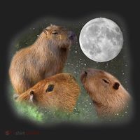 Three Moon Capybaras Cute Gift Funny Cute Animal Parody Tee Hat thumb 2