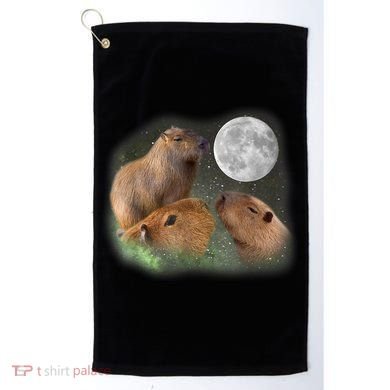 Three Moon Capybaras Cute Gift Funny Cute Animal Parody Tee Golf Towel